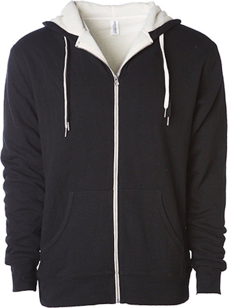 Independent Unisex Sherpa Lined Zip Hooded Jacket Zwart
