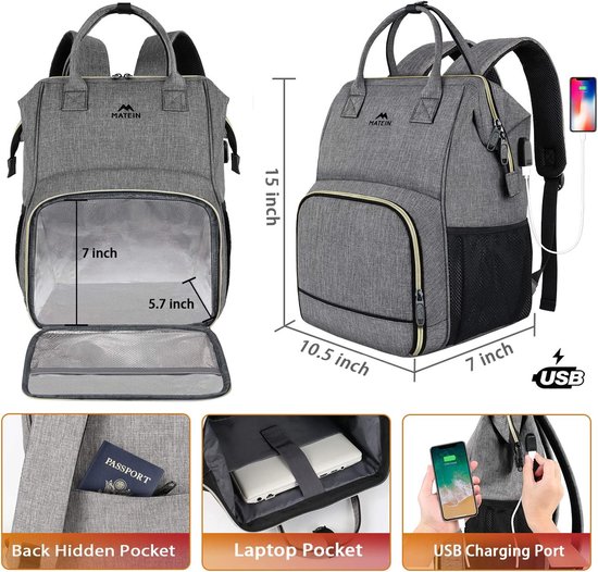Lunchtas voor dames met 15,6 inch laptopvak, geïsoleerde draagtas
