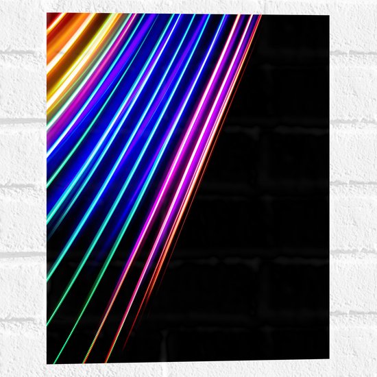 Muursticker - Gekleurde Lichtstrepen op Zwarte Achtergrond - 30x40 cm Foto op Muursticker