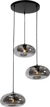 QAZQA ayesha - Art Deco Hanglamp - 3 lichts - Ø 56 cm - Zwart - Woonkamer | Slaapkamer | Keuken