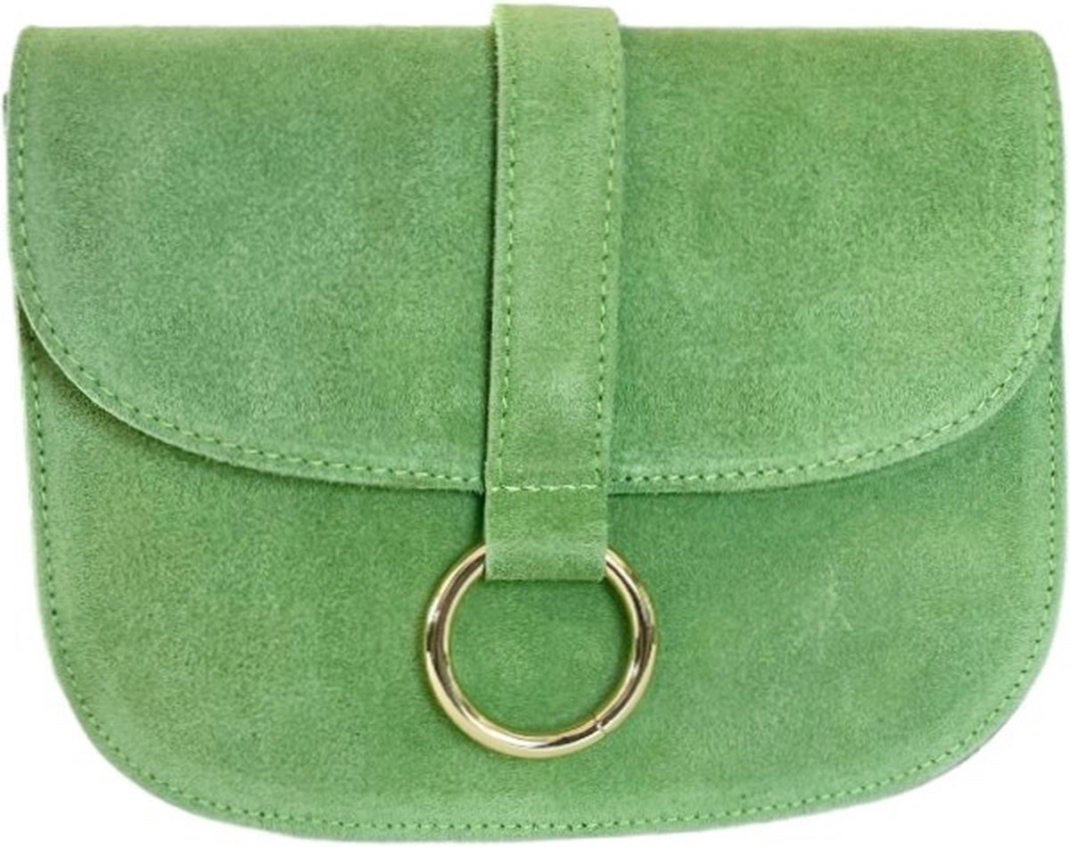 Groene Suède Schoudertas Ring - Crosbodytas - Leer - Groen