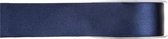 1x Hobby/decoratie navyblauwe satijnen sierlinten 1,5 cm/15 mm x 25 meter - Cadeaulint satijnlint/ribbon - Striklint linten