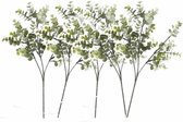 6x stuks kunstplant Eucalyptus takken 65 cm grijs/groen - Groene namaak planten takken
