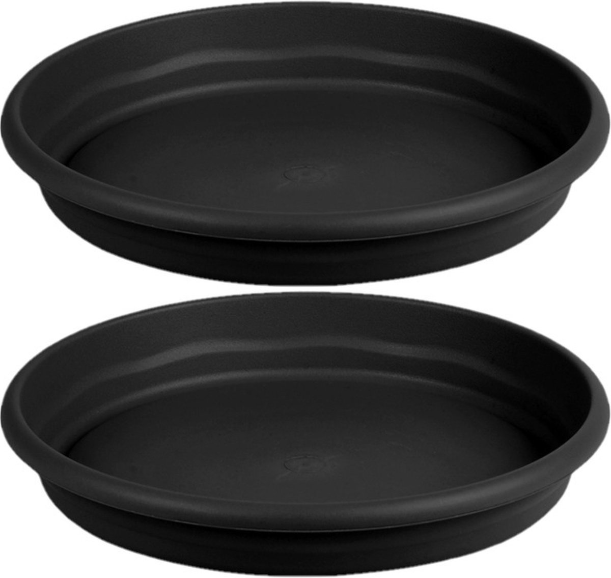 Hega Hogar Opvangbord - 2x - zwart - kunststof - D26 cm - onderschaal/opvangbord