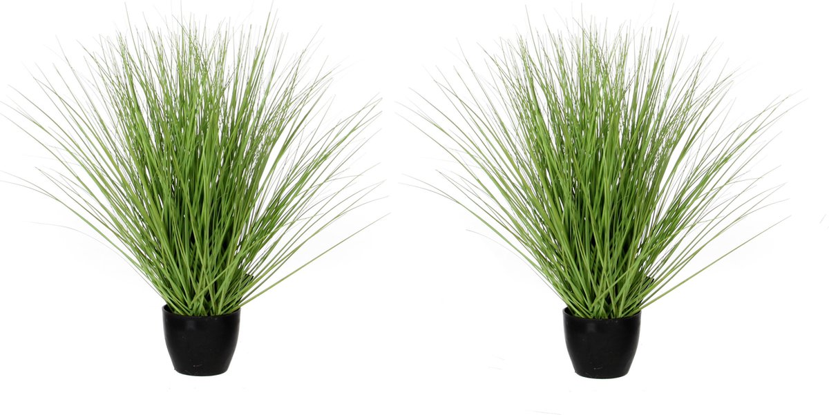 Mica Decorations Kunstgras - 2x stuks - grasplant - kunstplant - groen - in pot - H50 x D40 cm - Siergras - Nepplanten