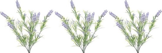 3x Groene/lilapaarse Lavandula/lavendel kunstplant 44 cm bosje/bundel - Kunstplanten/nepplanten