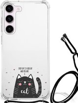 Telefoonhoesje Geschikt voor Samsung Galaxy S23 Silicone Case met transparante rand Cat Good Day