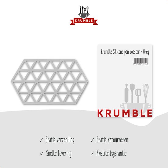 Krumble Pannenonderzetter / Pannenonderzetter hittebestendig / Pannenonderzetter siliconen / Pannenonderzetters - Hexagon Lang - Grijs - Krumble