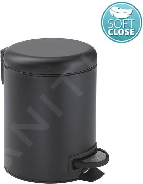 Gedy Potty softclose afvalbak 3 liter mat zwart peda
