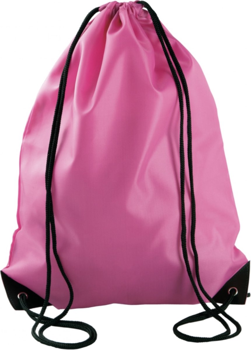 Rugzak/Gymtas/Sporttas/Zwemtas met draagkoordjes KI0104, 34x 44 cm, 13 L, kleur Fuchsia Roze
