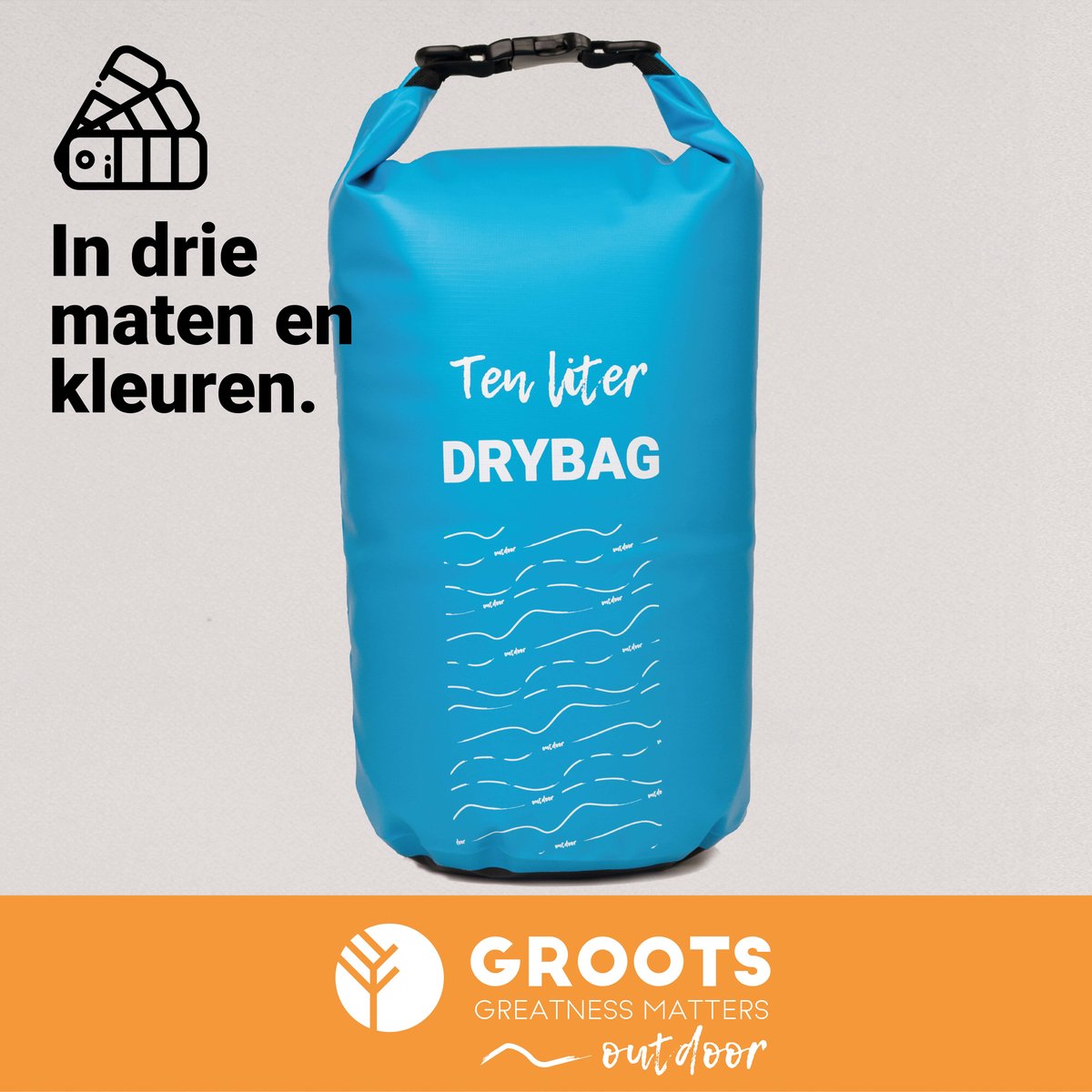 Groots 10L Drybag Blauw - Waterdichte Tas & Waterdichte Sporttas in één - Duurzaam PVC voor Zwemmen, Raften en Outdoor Avonturen