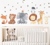 Muursticker Chambre d'Enfant - Chambre de bébé - Animaux de Bande Dessinée - Aquarelle - 130x43cm - Garçon - Fille