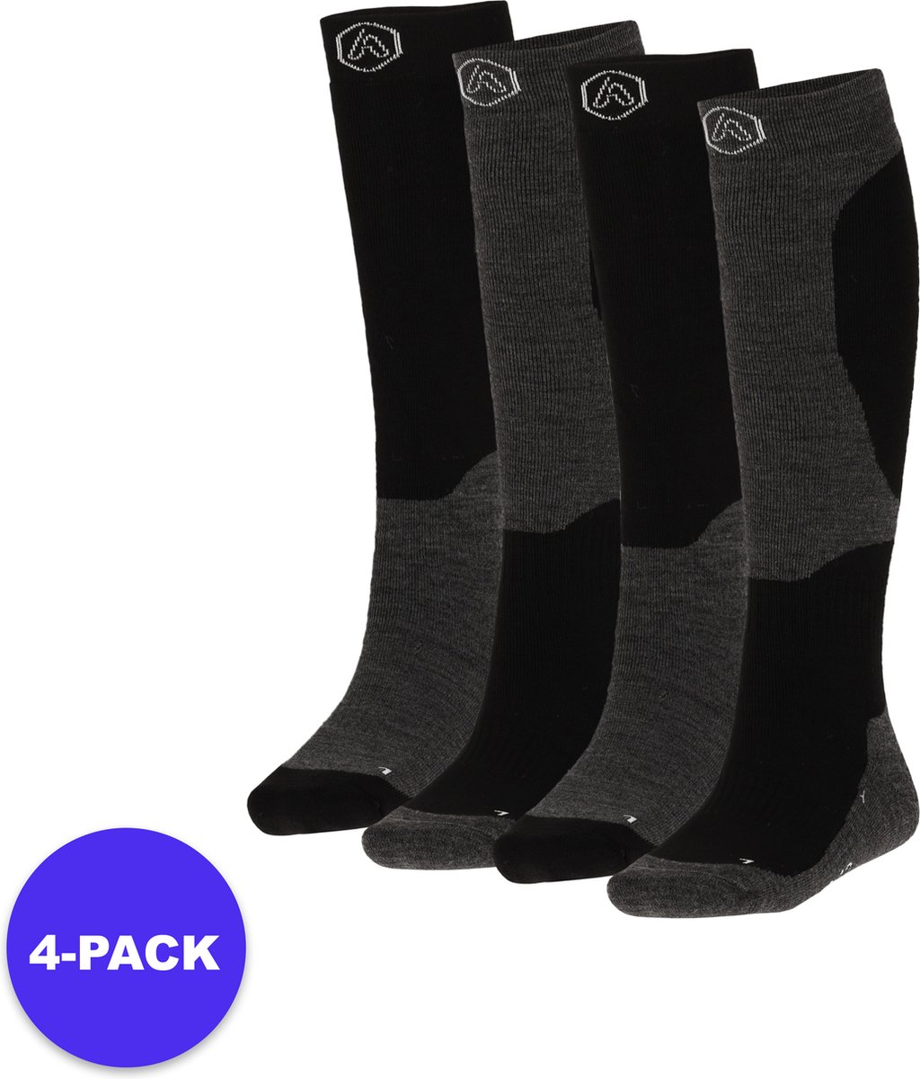Apollo Sports Skisokken Unisex Design – 4-Pack Voordeelpakket Zwart