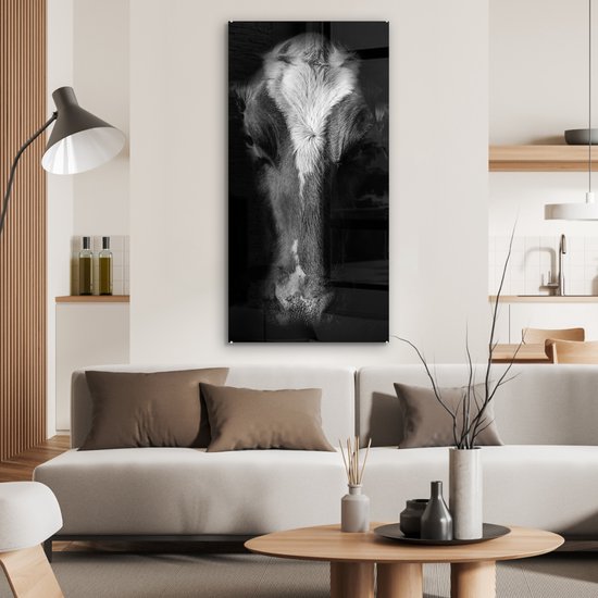 MuchoWow® Peinture sur verre - Vache - Animaux - Zwart - 60x120 cm - Peintures sur verre acrylique - Photo sur Glas