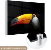 MuchoWow® Glasschilderij 120x80 cm - Schilderij acrylglas - Toekan - Vogel - Snavel - Foto op glas - Schilderijen
