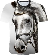 T-shirt - paard - 3D - korte mouw - ronde hals - oversized - L