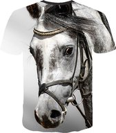 T-shirt - paard - 3D - korte mouw - ronde hals - oversized - XS