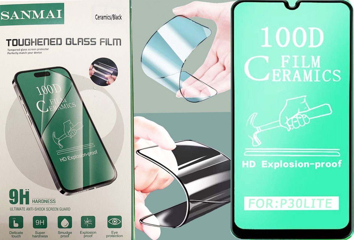 Huawei P30 Lite Screen protector Folie Temperde glas Anti-Shock Ceramisch 100D HD Explosion-proof beschermfolie voor P30 LITE Screen Protector 1 STUKS