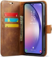 DG Ming Hoesje voor de Samsung Galaxy A54 - Retro Wallet Book Case - Telefoonhoesje Kunstleer met Pasjes - Portemonnee Hoesje met Kaarthouder op achterkant Bruin