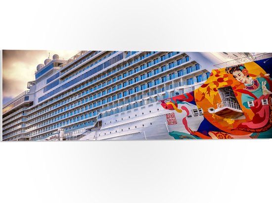 PVC Schuimplaat- Cruiseschip Vol met Schilderijen - 90x30 cm Foto op PVC Schuimplaat