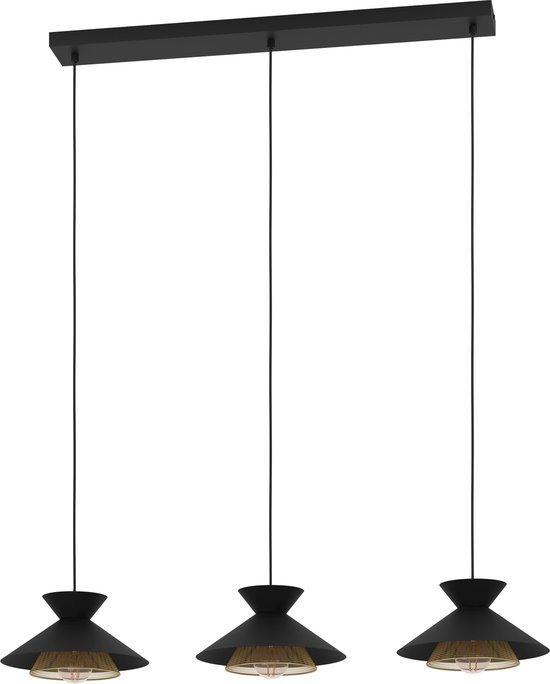 EGLO Grizedale Hanglamp - E27 - 96 cm - Zwart/Goud - Staal
