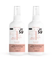 Naïf Spray Crème solaire SPF50 - 2x 100ML - Bébé & Kids - Aux Ingrédients Naturels