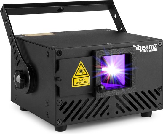 Foto: Party laser beamz pollux 2500 analoog laser lichteffect met rode groene en blauwe lasers 2 5w