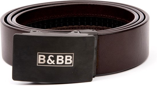 Black & Brown Belts - 150 x 3,5 cm - Squared 2.0 - Coffee Brown Belt XL- Automatische riem- Automatische gesp - Riem Zonder Gaatjes - Leren riem - Echt leer - Heren riem zwart - Dames riem zwart - Riemen - Grote maat - heren riem leer- broekriem