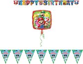 Amscan – Super Mario – Versierpakket – Letterslinger – Vlaggenlijn – Helium ballon – Versiering - Kinderfeest.