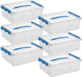 Sunware - Q-line opbergbox 10L transparant blauw - Set van 6