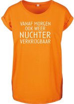 T-Shirts Dames Nuchter-Oranje - Wit-L