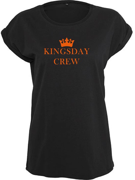T- Shirts Femme Crew - Zwart - Oranje- S