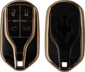 kwmobile autosleutel hoesje geschikt voor Maserati 4-Tasten Smartkey Autoschlüssel (nur Keyless Go) - autosleutel behuizing in zwart / goud