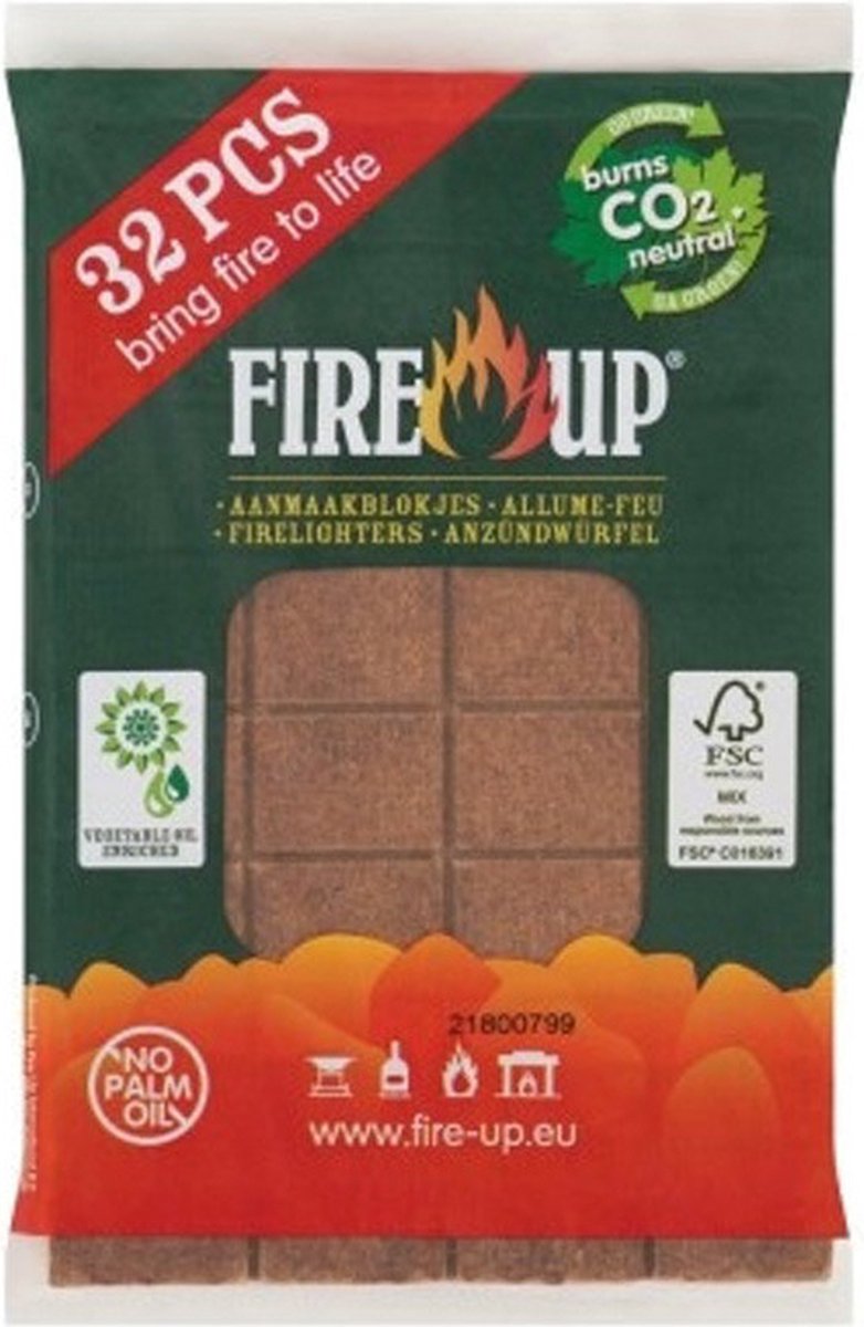 Fire-up Barbecue aanmaakblokjes - 32x - bruin - reukloos - niet giftig - BBQ