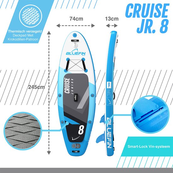 Bluefin Cruise Junior 8′ SUPpakket Opblaasbaar Stand Up Paddle Board voor kinderen... bol