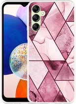 Cazy Hoesje geschikt voor Samsung Galaxy A14 4G/5G Roze Marmer Mix