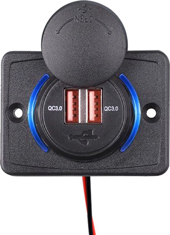 12v Usb C Autolader 3 Poorten Inbouw Met Schakelaar/voltmeter - Qc3.0 - Usb Stopcontact Auto, Boot