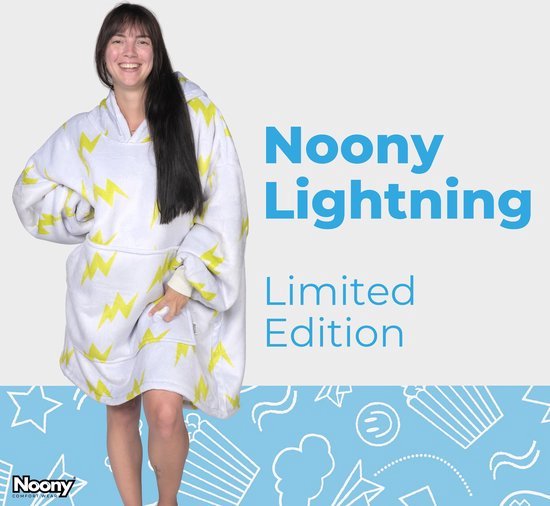 Noony Lightning Oversized Hoodie Deken - Plaids met Mouwen - Fleece Deken met Mouwen - Ultrazachte Binnenkant en Buitenkant - Hoodie Blanket - Snuggie Hoodie - One Size Fits All - Volwassenen - Vrouw en Man - Hoodie Deken met Capuchon - Huggle Hoodie - Noony