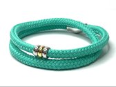 NIEUW - Jolla - dames armband - wikkelarmband - zilver - touw - bedels - Basic Rope - Aquamarine Green