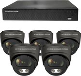 Draadloze Camerabeveiliging - Sony 5MP - 2K QHD - Set 5x Audio Dome - Zwart - Binnen & Buiten - Met Nachtzicht - Incl. Recorder & App