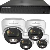 Camerabeveiliging 2K QHD - Sony 5MP - Set 4x Audio Dome - Wit - Buiten & Binnen - Met Nachtzicht - Incl. Recorder & App