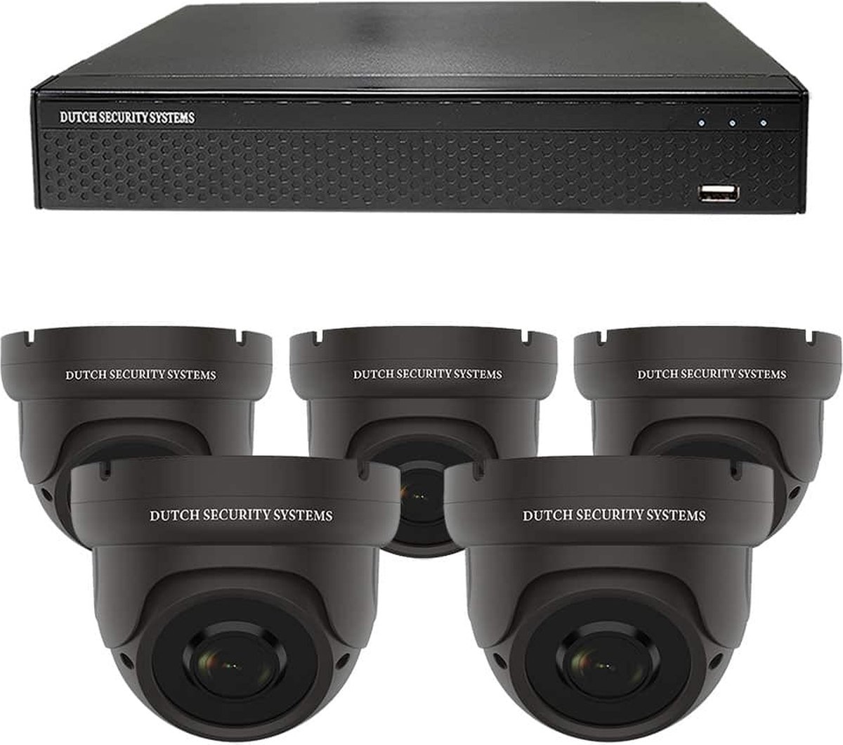 Draadloze Camerabeveiliging - Sony 5MP - 2K QHD - Set 5x Dome - Zwart - Binnen & Buiten - Met Nachtzicht - Incl. Recorder & App