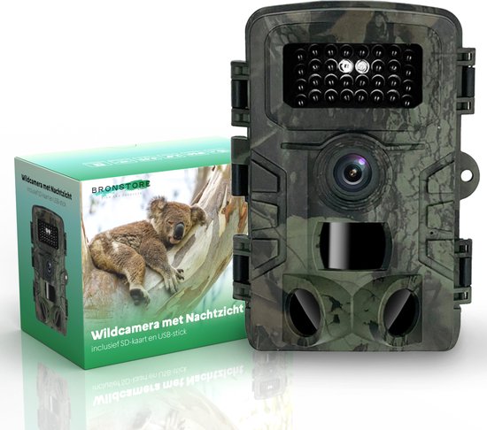 BronStore® Wildcamera met Nachtzicht - Buitencamera met Nachtzicht - 16 MP - Inclusief 32 GB SD-Kaart & USB-stick