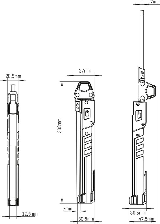 Baladeuse LED rechargeable 600 lm - Pliable & Sans fil - Avec aimant et crochet