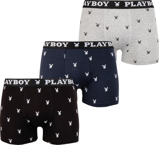 Playboy Boxershort 3 Pack Playboy Miller gris-marine-noir Taille XL
