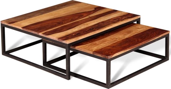 Ensemble de table basse en bois de sheesham massif 2 pièces