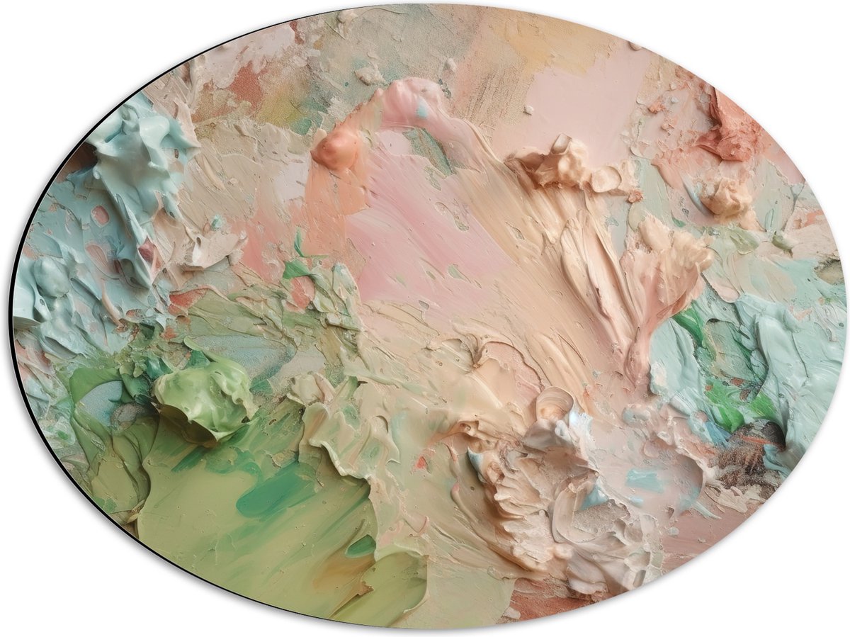 Dibond Ovaal - Verschillende Kleuren Verf - 56x42 cm Foto op Ovaal (Met Ophangsysteem)