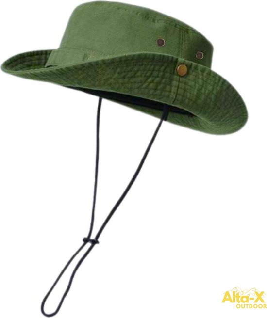 Alta-X - Safari Hoed - Jungle hoed - Zonnehoed - Regenhoed - Festival hoed - Ranger hoed - Tropical hoed - Bucket Hat - Vissershoedje -Cowboy Hoed - Vissershoed - Boonie Hoed - Groen