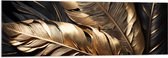 Acrylglas - Zwarte en Gouden Palmbladeren - 120x40 cm Foto op Acrylglas (Wanddecoratie op Acrylaat)