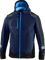 Sparco Tech Softshell - Waterdichte, reflecterende en versterkte jas met polar fleece voering - Maat XL - Blauw/Lichtblauw